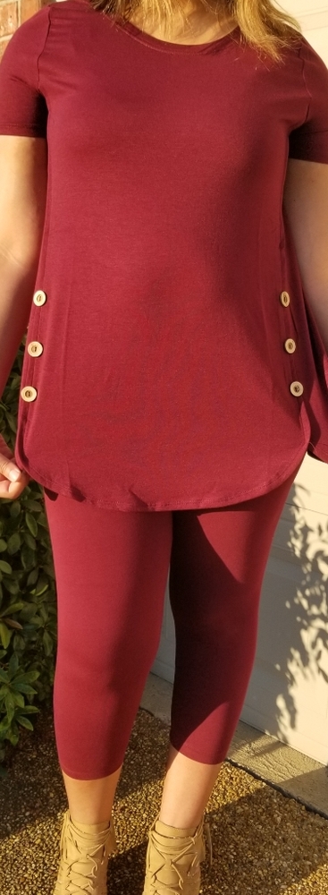 Burgundy Set, Top + Leggings, New